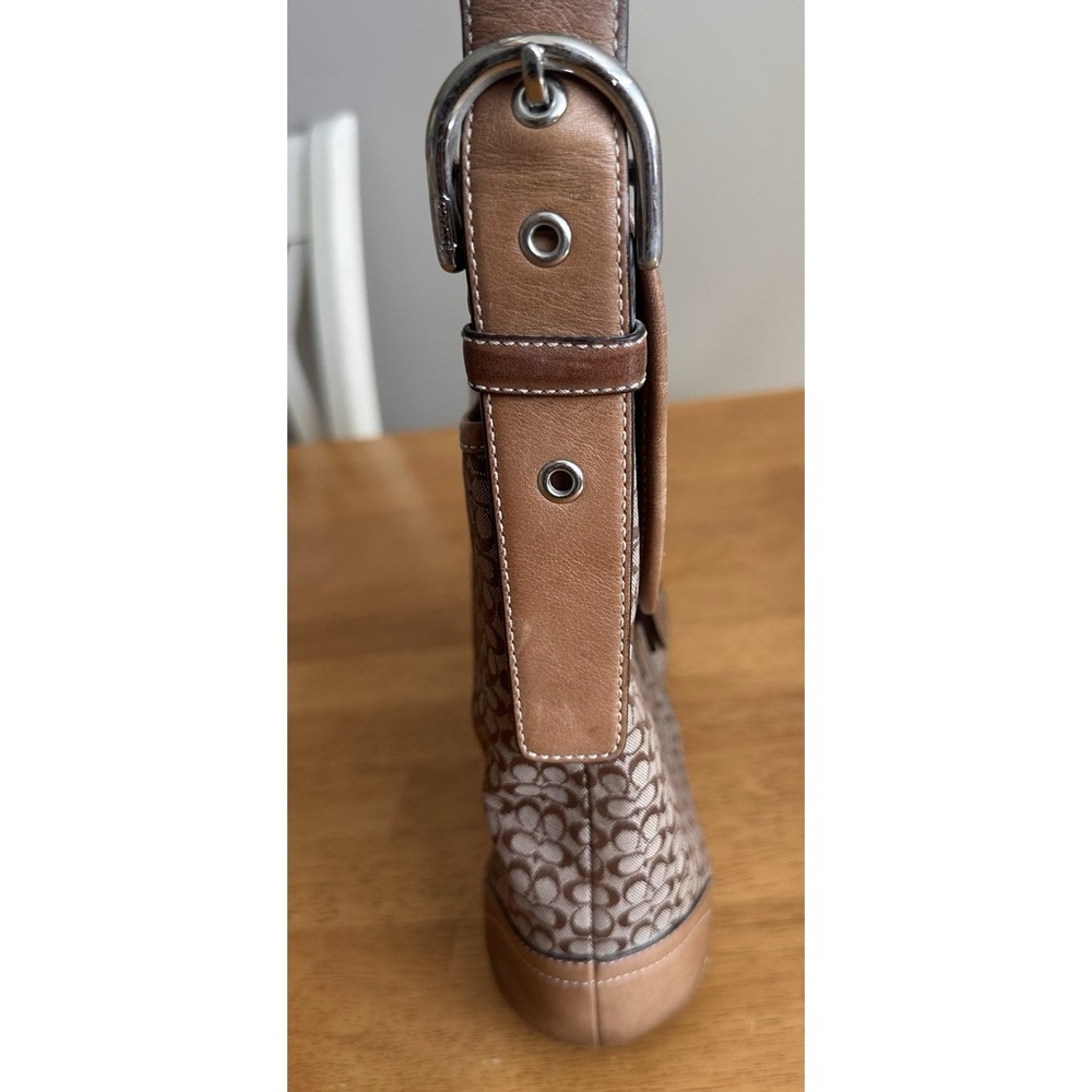 Y2K Coach Soho Signature Jacquard Flap Crossbody Bag Brown Canvas Leather READ - Picture 5 of 16